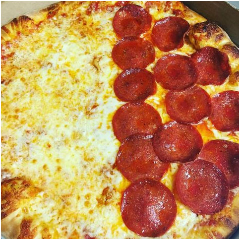 Pizza, half pepperoni